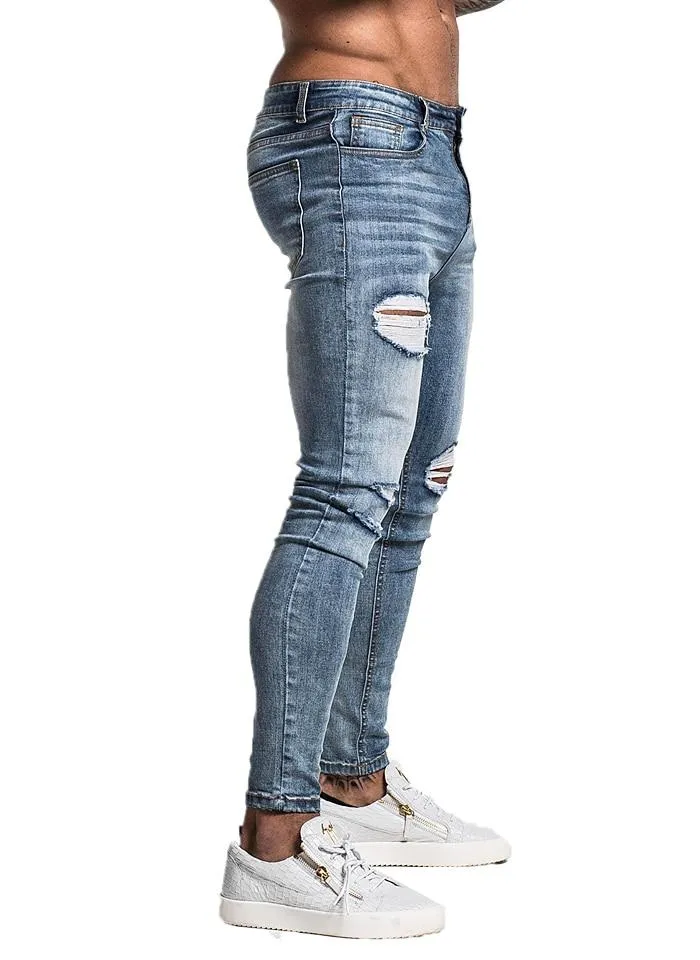 3745 Faded Blue Ripped Distressed Skinny Jeans
