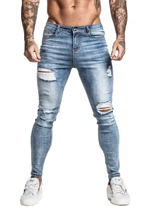 3745 Faded Blue Ripped Distressed Skinny Jeans