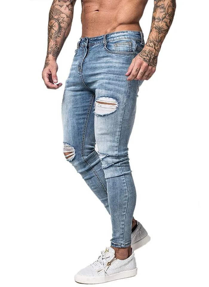 3745 Faded Blue Ripped Distressed Skinny Jeans