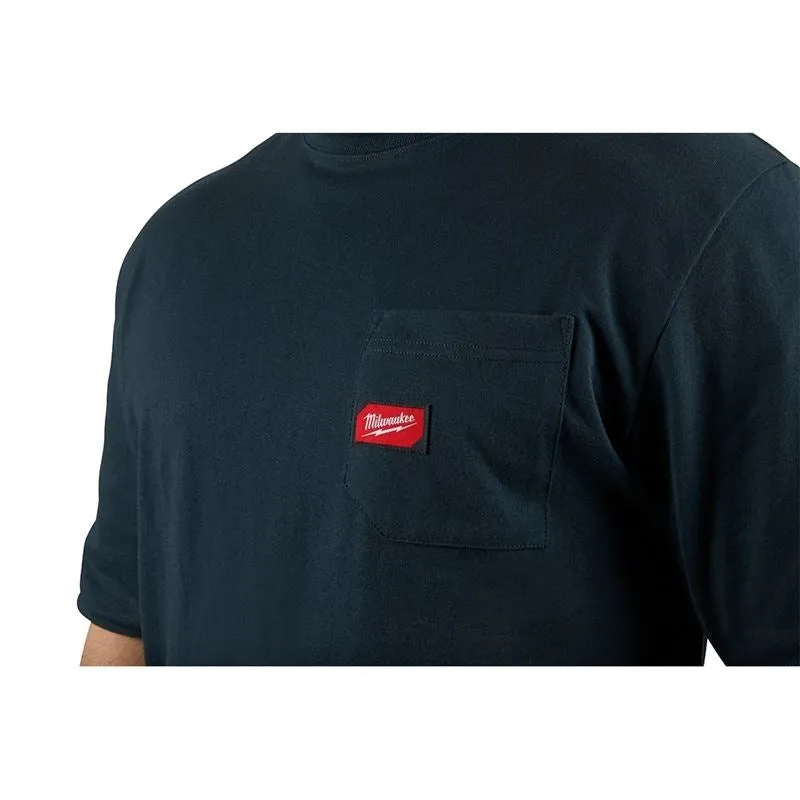 601BL-XL Men's Heavy Duty Pocket T-Shirt - Short Sleeve - Blue X-Large