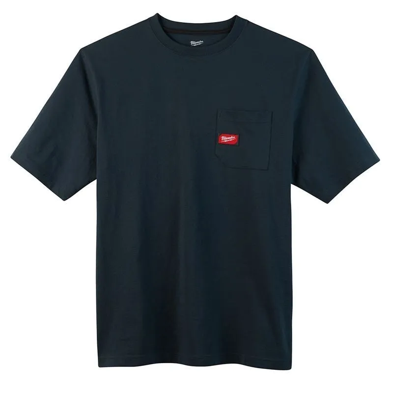 601BL-XL Men's Heavy Duty Pocket T-Shirt - Short Sleeve - Blue X-Large