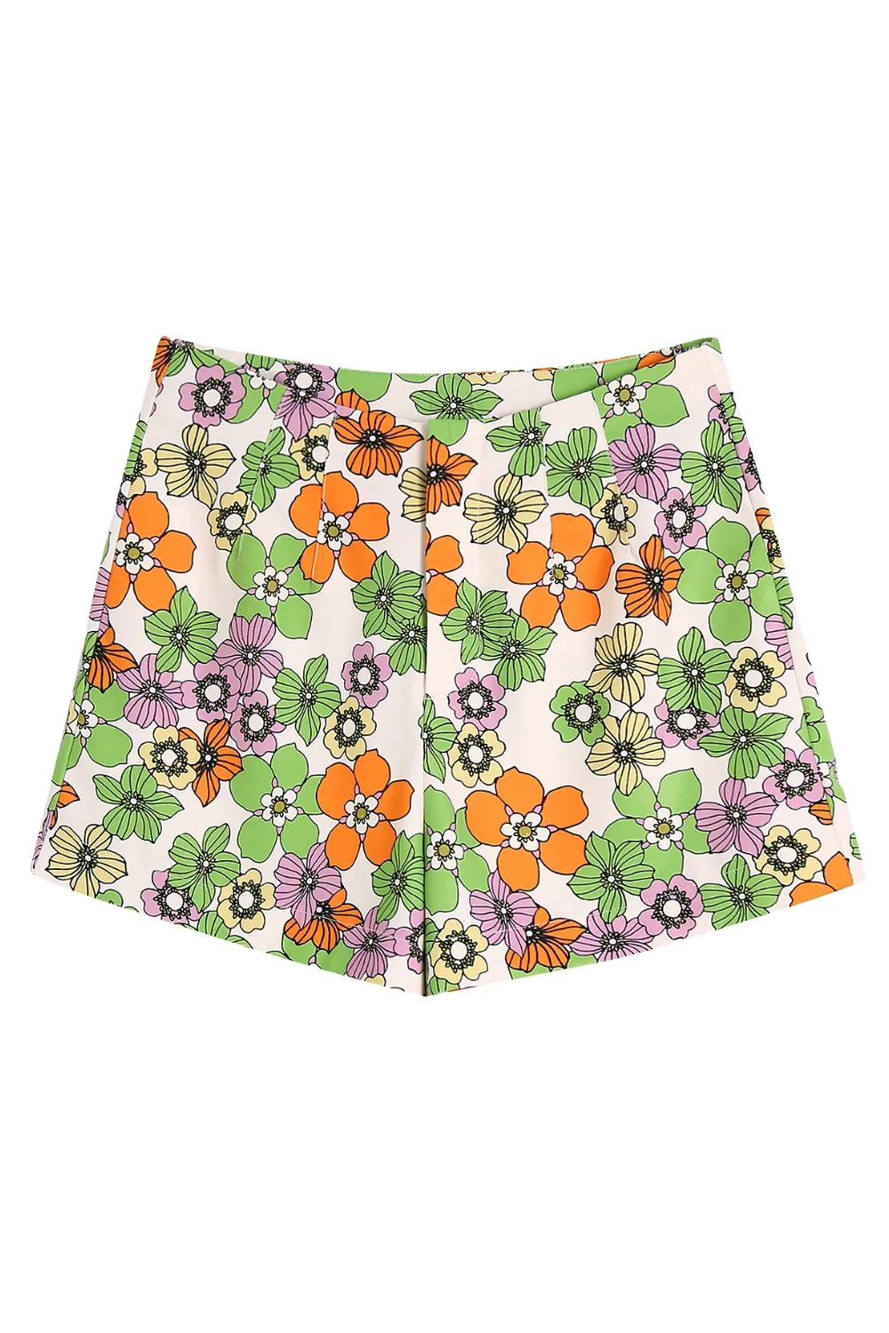 'Anita' Floral V-Neck Top & High Waist Shorts