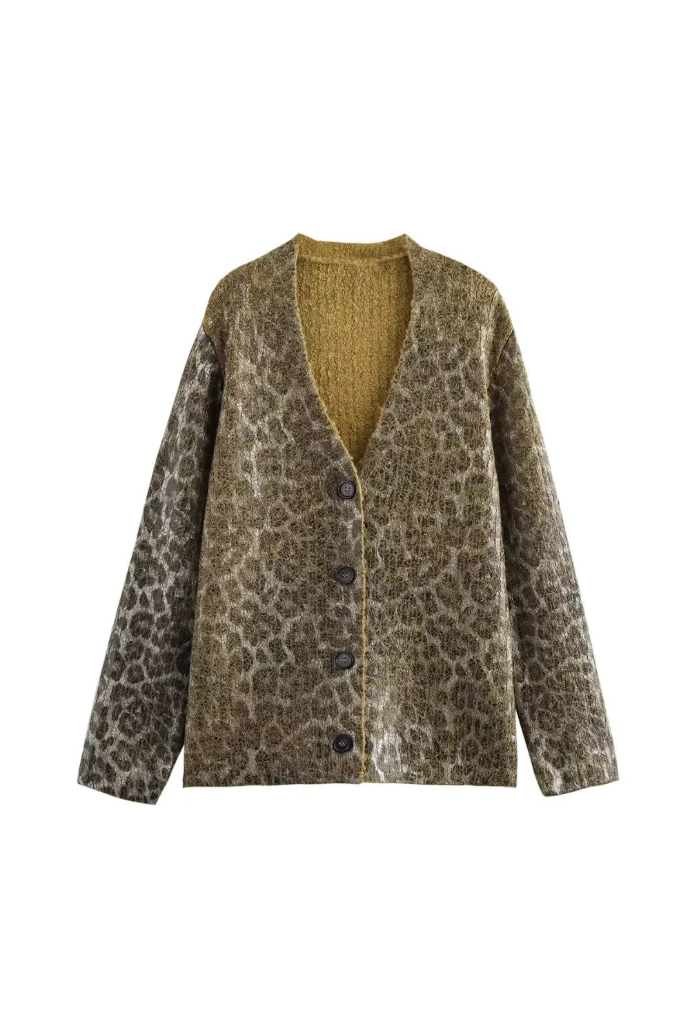 'Autumn' Gold-Plated Animal Print Knit Jacket