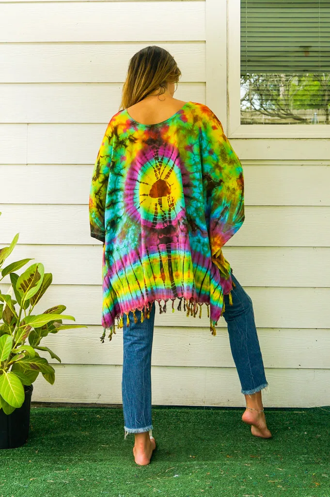 B4928- Hand Dyed Tunic Boho Kaftan Blouse Hippie Oversize Tops