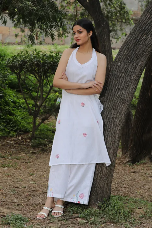 Bebaak Indian Rose Handpainted & Handwoven  Tunic Set