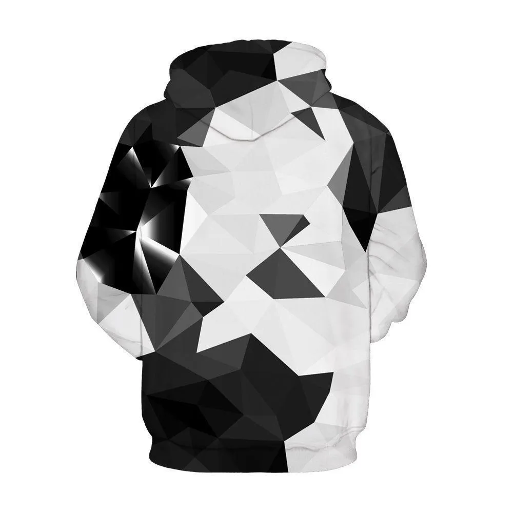 BFJmz Black And White Geometry 3D Printing Coat Leisure Sports Sweater Autumn And Winter