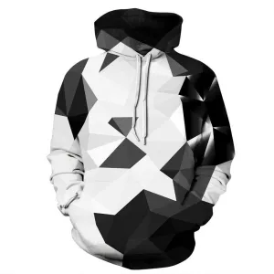 BFJmz Black And White Geometry 3D Printing Coat Leisure Sports Sweater Autumn And Winter