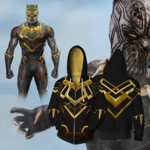 BFJmz Black Panther Villain Gold Panther 3D Printing Coat Zipper Coat Leisure Sports Sweater Autumn And Winter