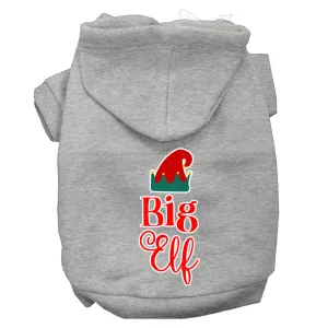 Big Elf Screen Print Dog Hoodie Grey Xl