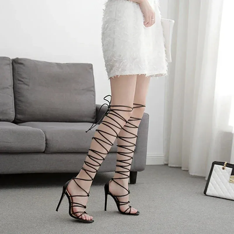 binfenxie  -  New European and American Style Stiletto High Heel Women's Shoes Sexy Nightclub Female Sandals Fashion Bandage Cool Boots