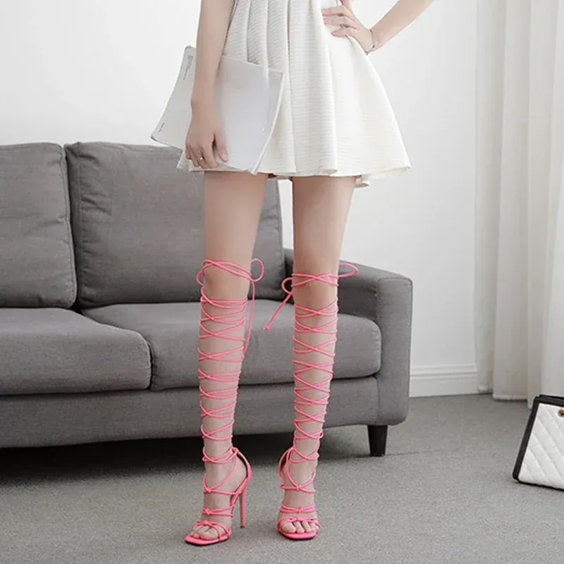 binfenxie  -  New European and American Style Stiletto High Heel Women's Shoes Sexy Nightclub Female Sandals Fashion Bandage Cool Boots