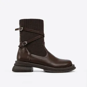 binfenxie- Strap Decor Ankle Boots