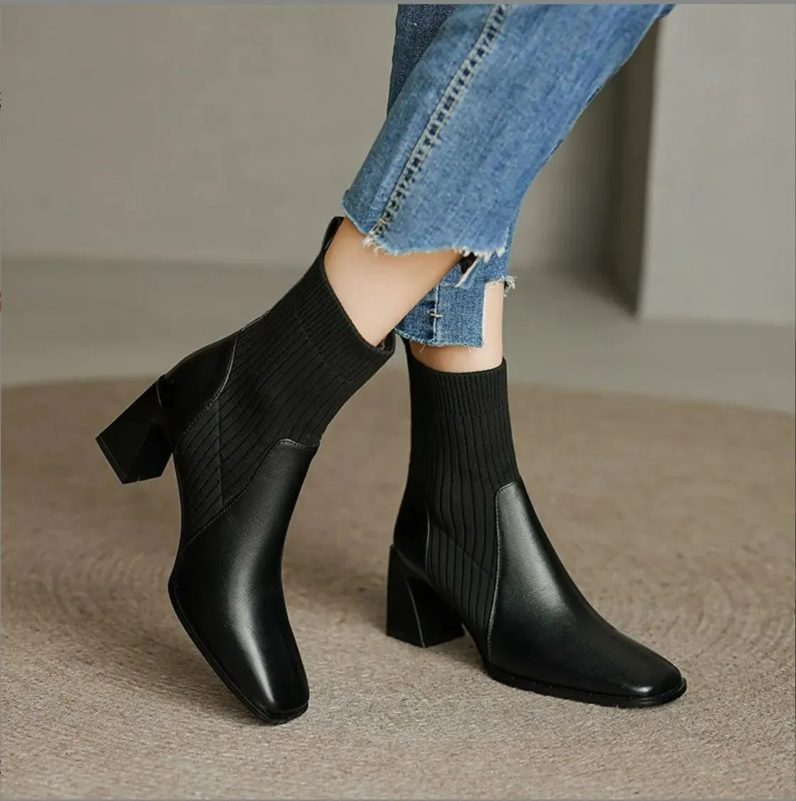 binfenxie- Women Trendy Slip On High Boots