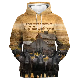 Black Angus Farm Left The Gate Open Hoodie, Angus Hoodie Premium Hoodie Men Women