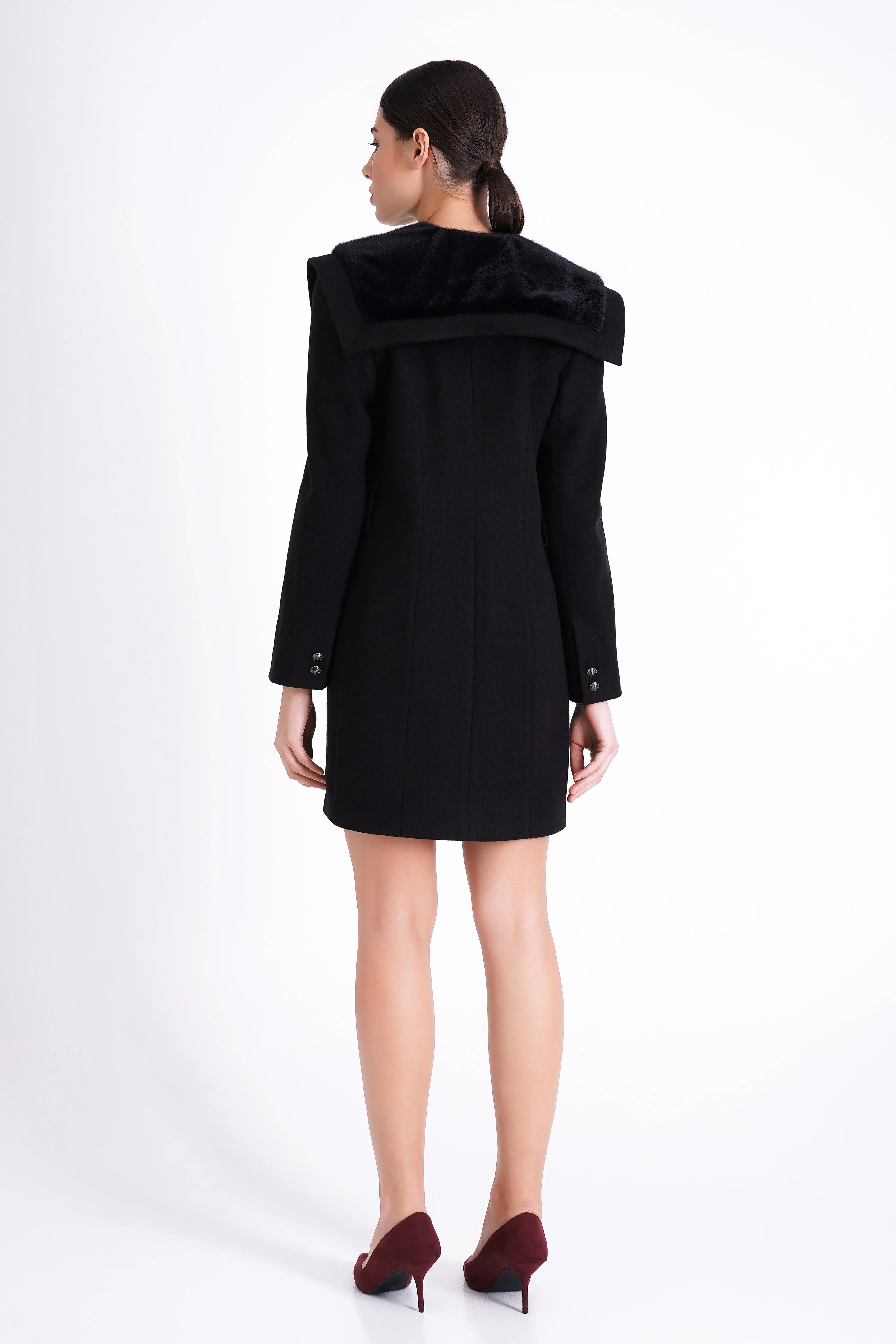 Black coat with fur neck