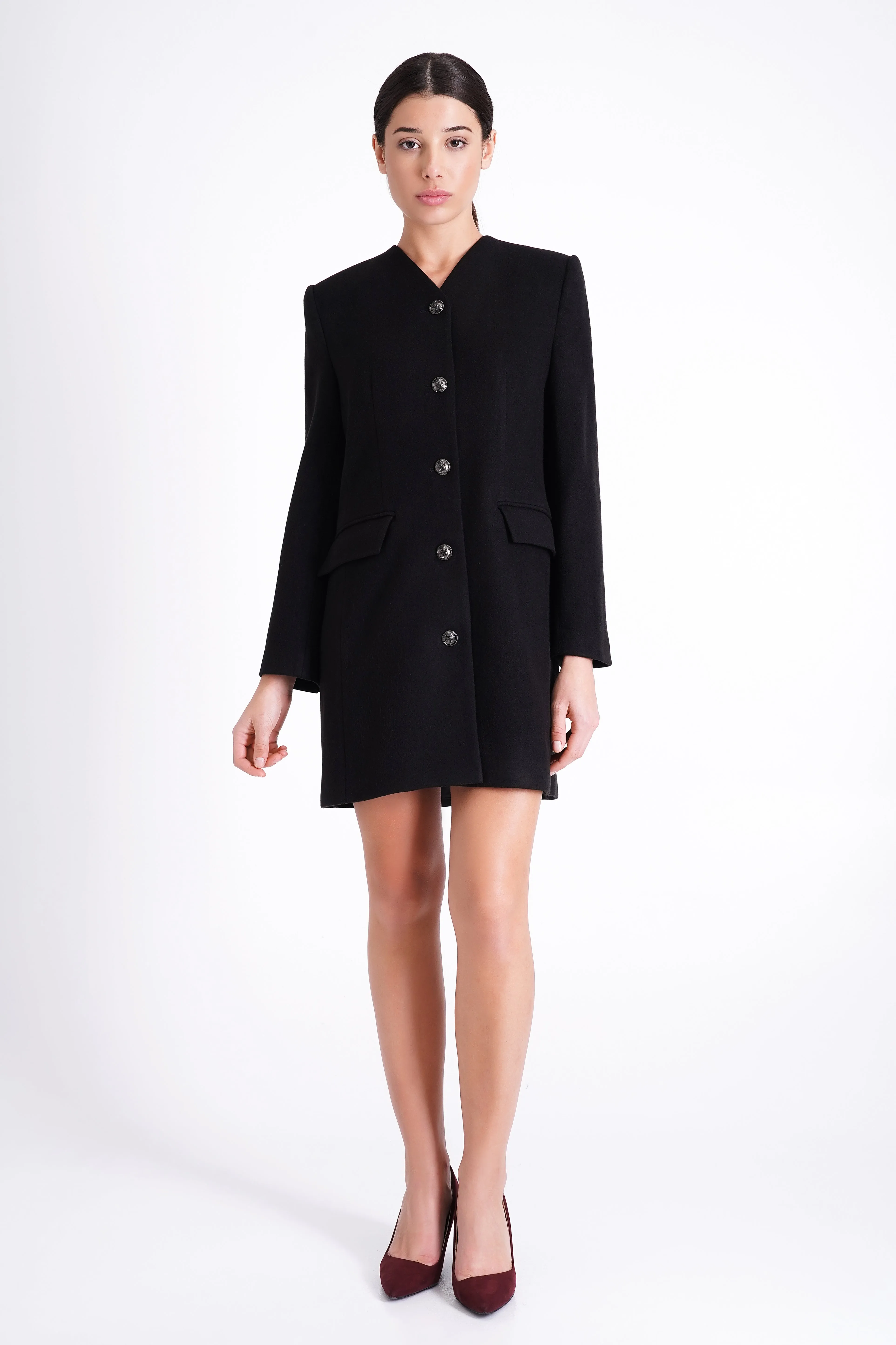 Black coat with fur neck