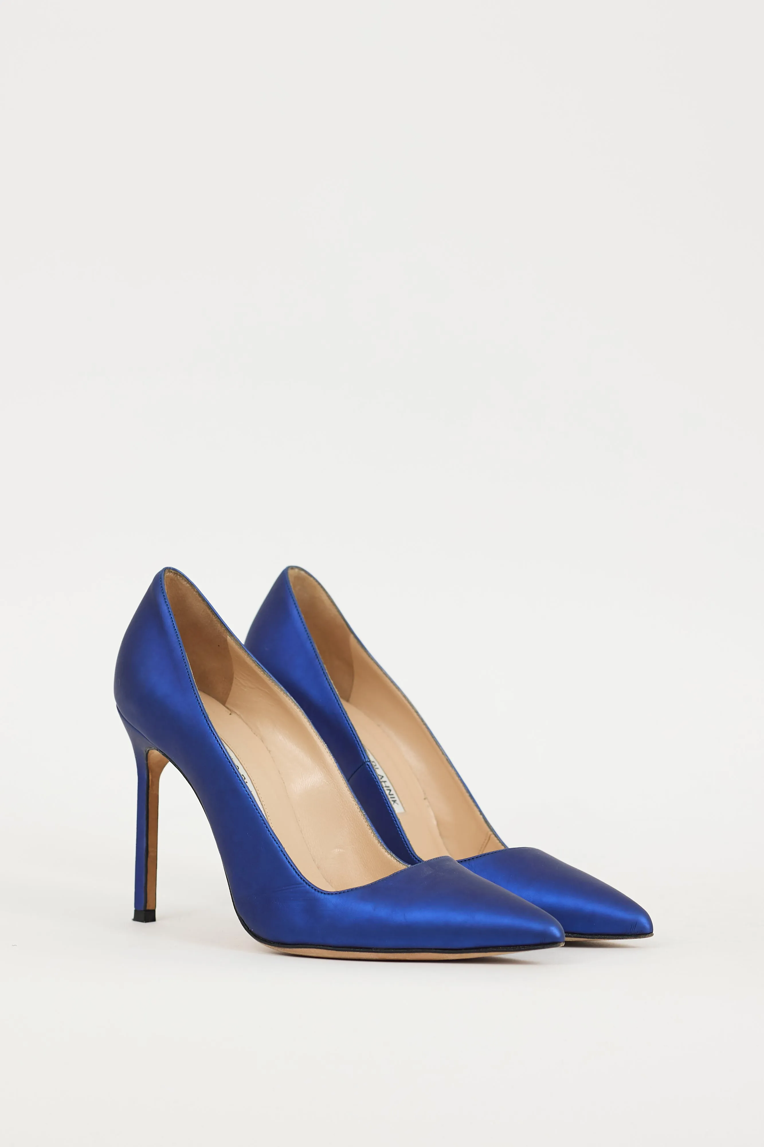 Blue Leather BB Reflective Heel