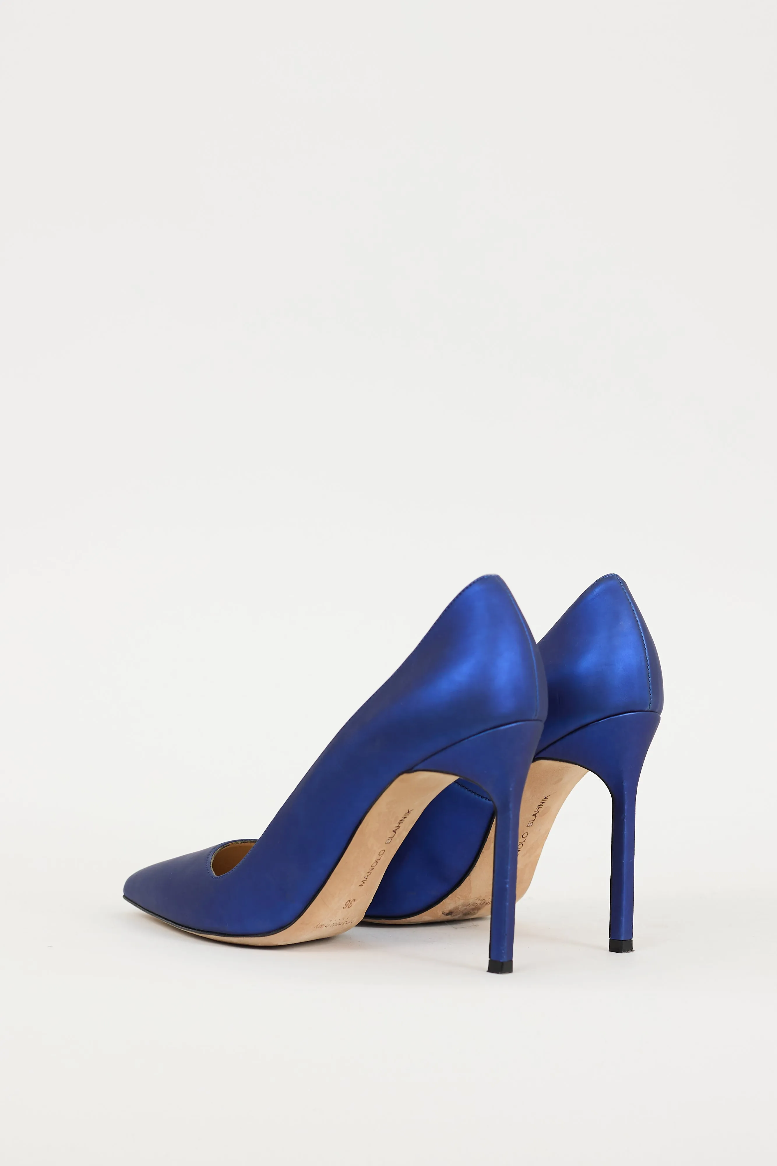 Blue Leather BB Reflective Heel