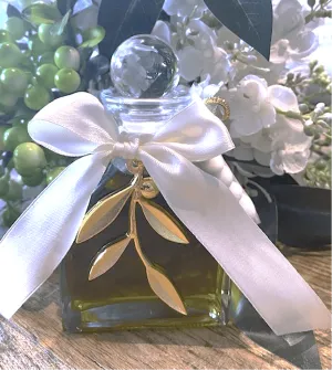 Bomboniere - Oil Bottle with Large Olive Branch Charm