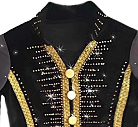 Boutique Step Up Figure Skating Top Men Boys Ice Skating Top Black(10-12)