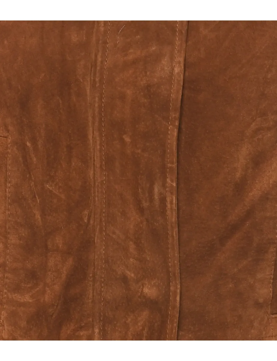 Brown Shearling Suede Jacket - M