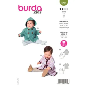 BURDA - 9270 Hooded Jacket, Coat with Tie Bands