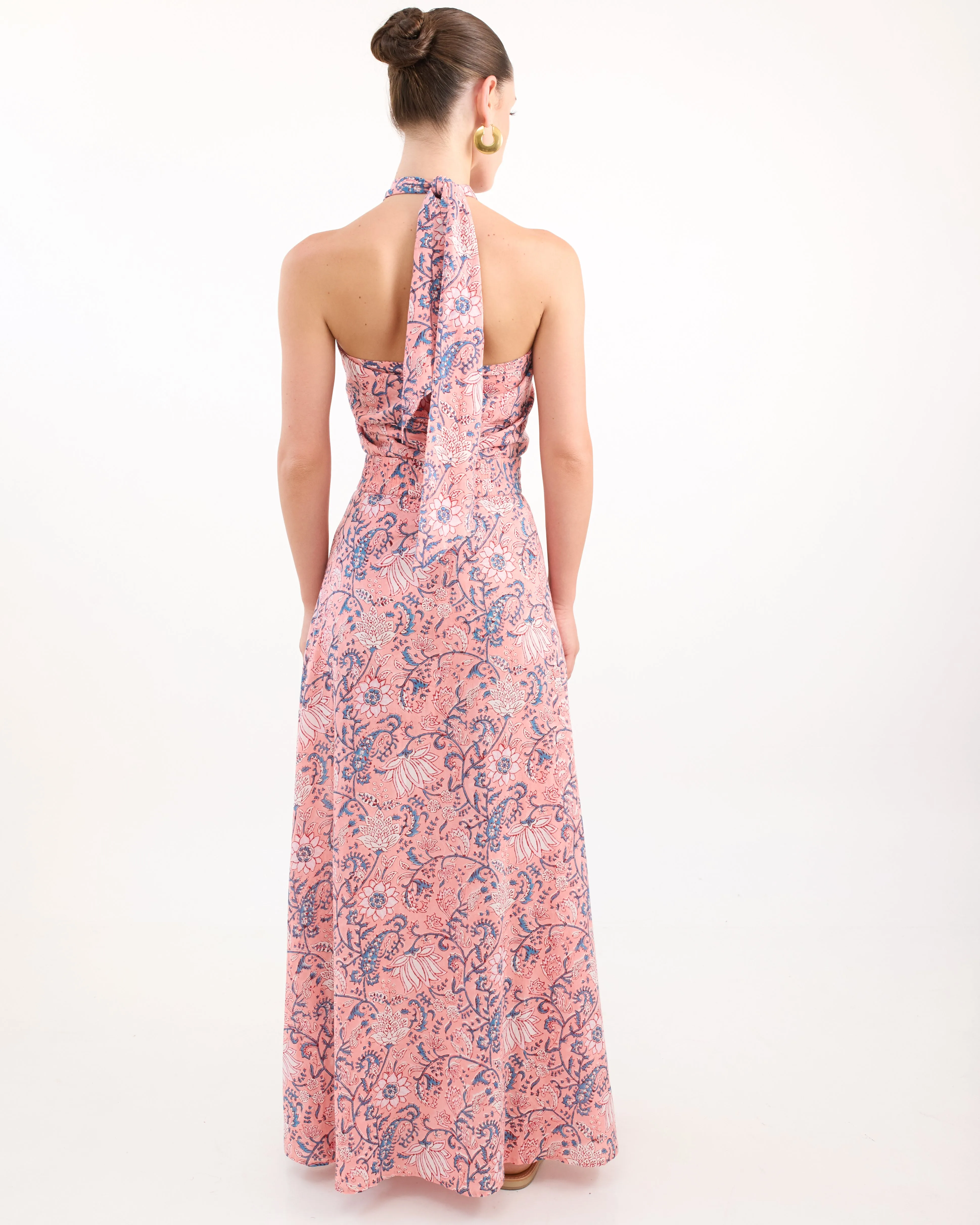 Camilla Maxi Skirt - Pink Blue Floral by Desert Queen