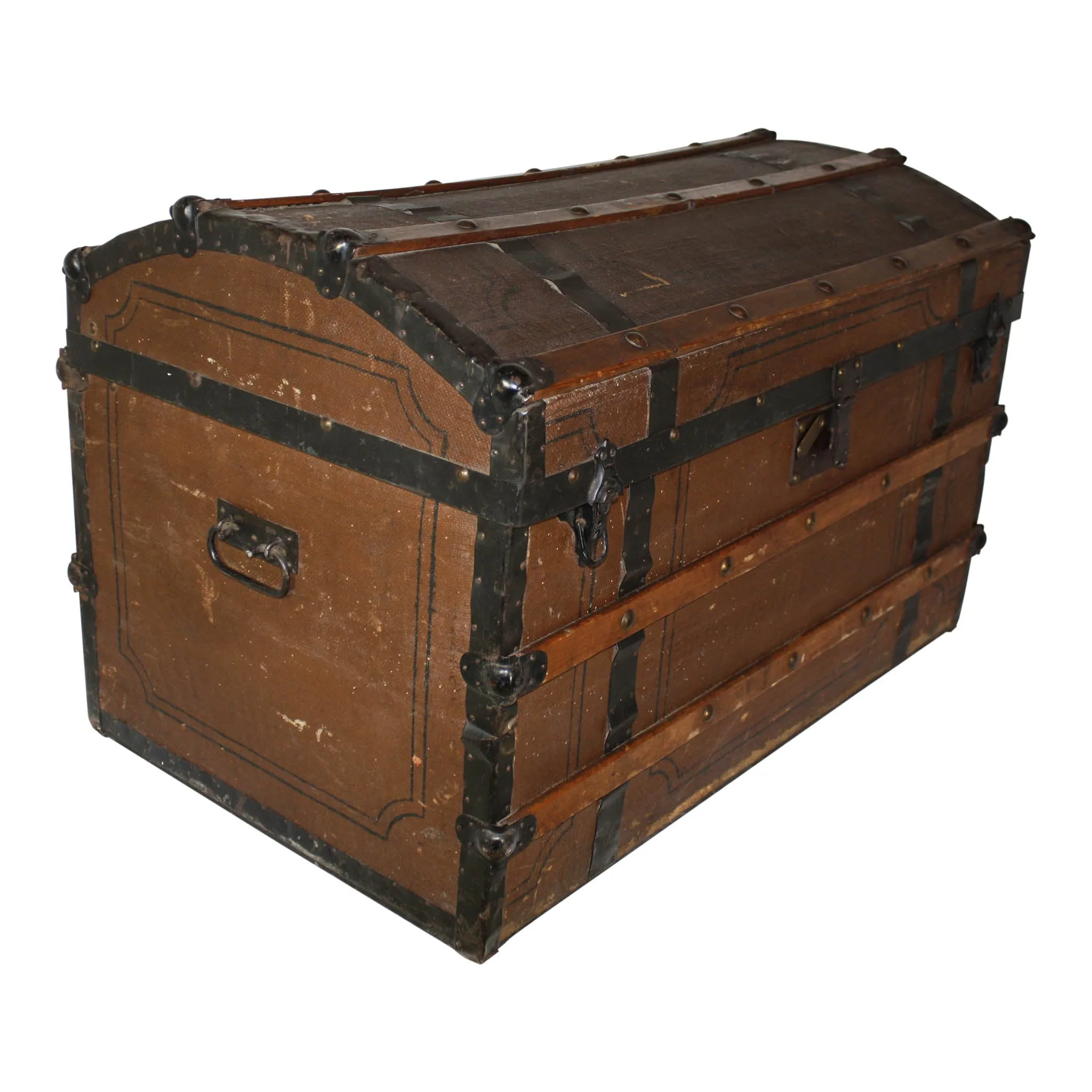 Canvas Covered Barrel Top Trunk