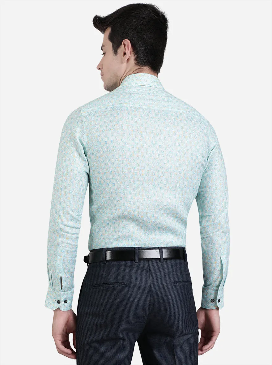 Celery Green Printed Slim Fit Party Wear Shirt | JB Studio