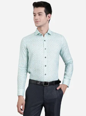 Celery Green Printed Slim Fit Party Wear Shirt | JB Studio