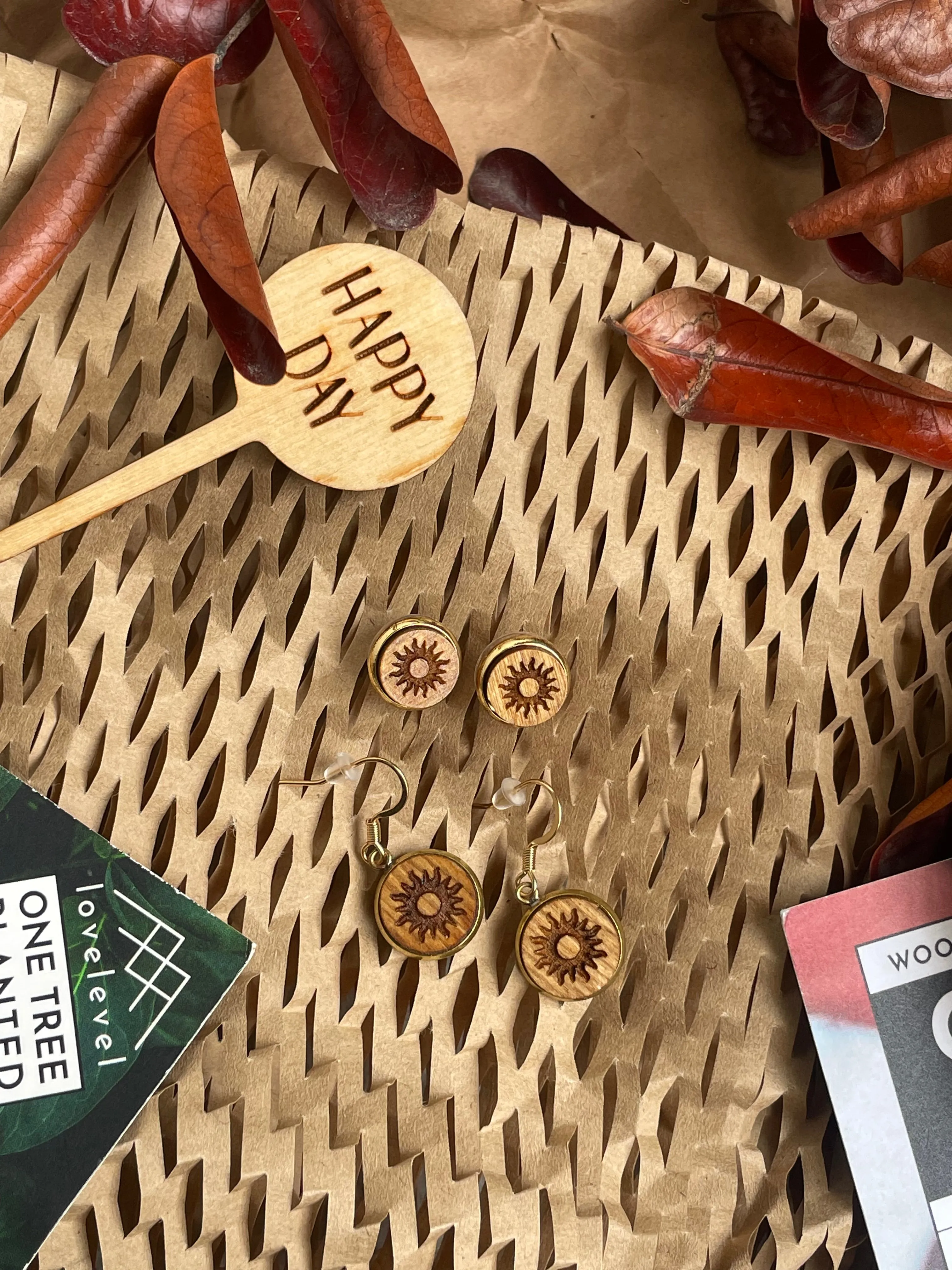 Celestial Wood Earrings | SUN MINIS