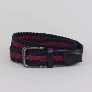 Clipsham 35mm Navy Burgundy Elastic Belt