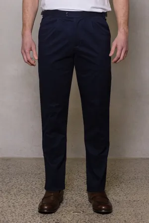 Clive Pleated Cotton Chino: Thunderstorm