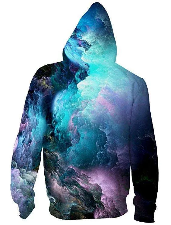 Colorful Cloud Printing Hooded Sweater 3D Printing Coat Leisure Sports Sweater Autumn And Winter