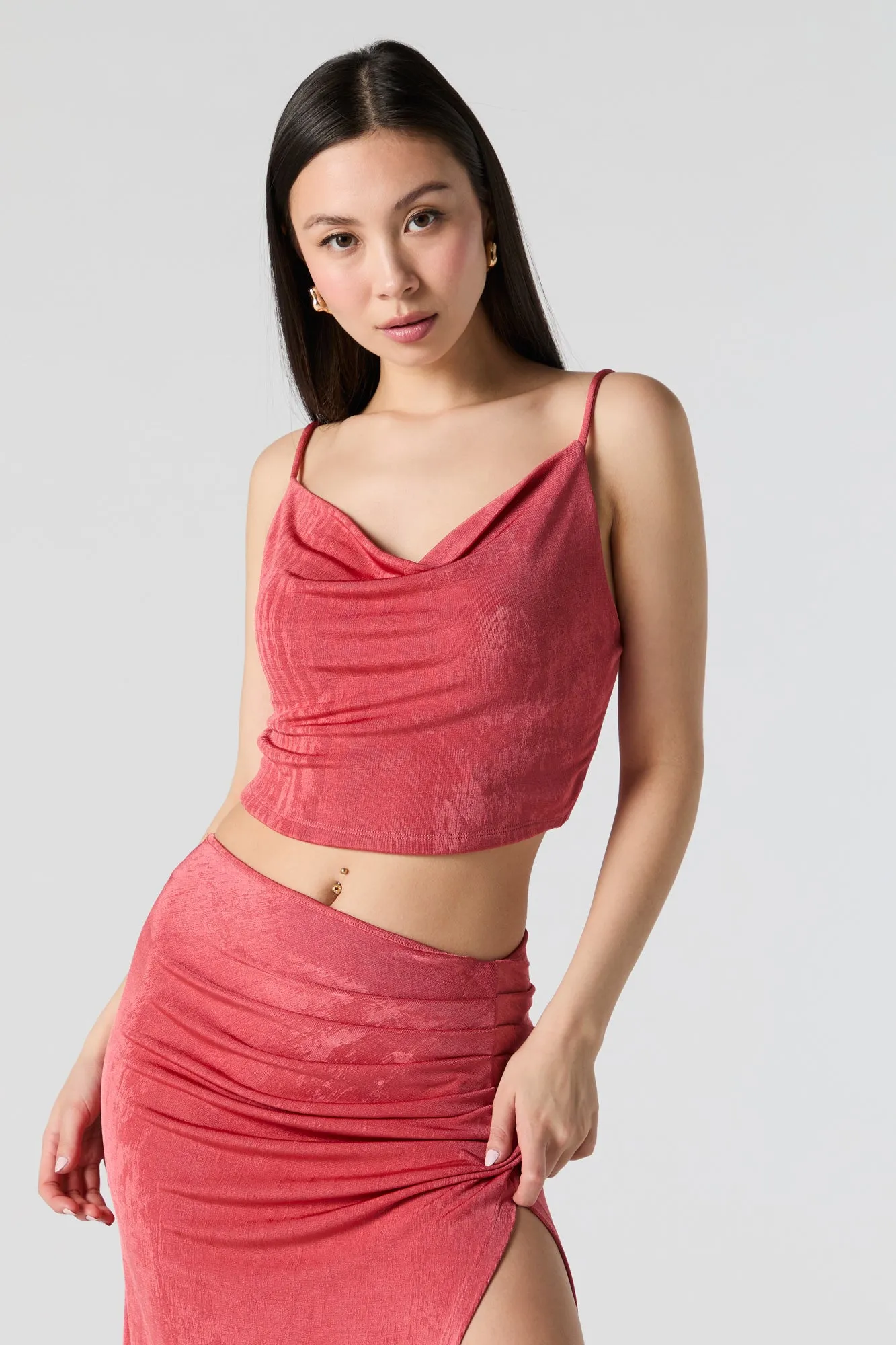 Cowl Neck Cropped Cami