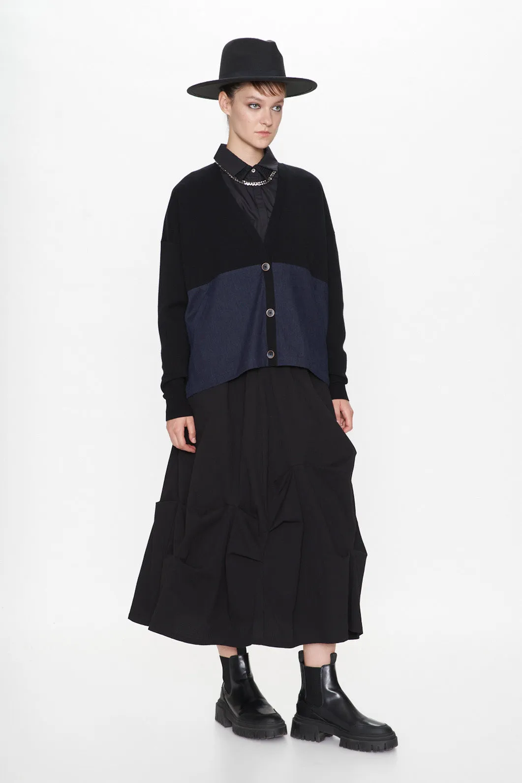 Crinkle Texture Folded Design Maxi Skirt