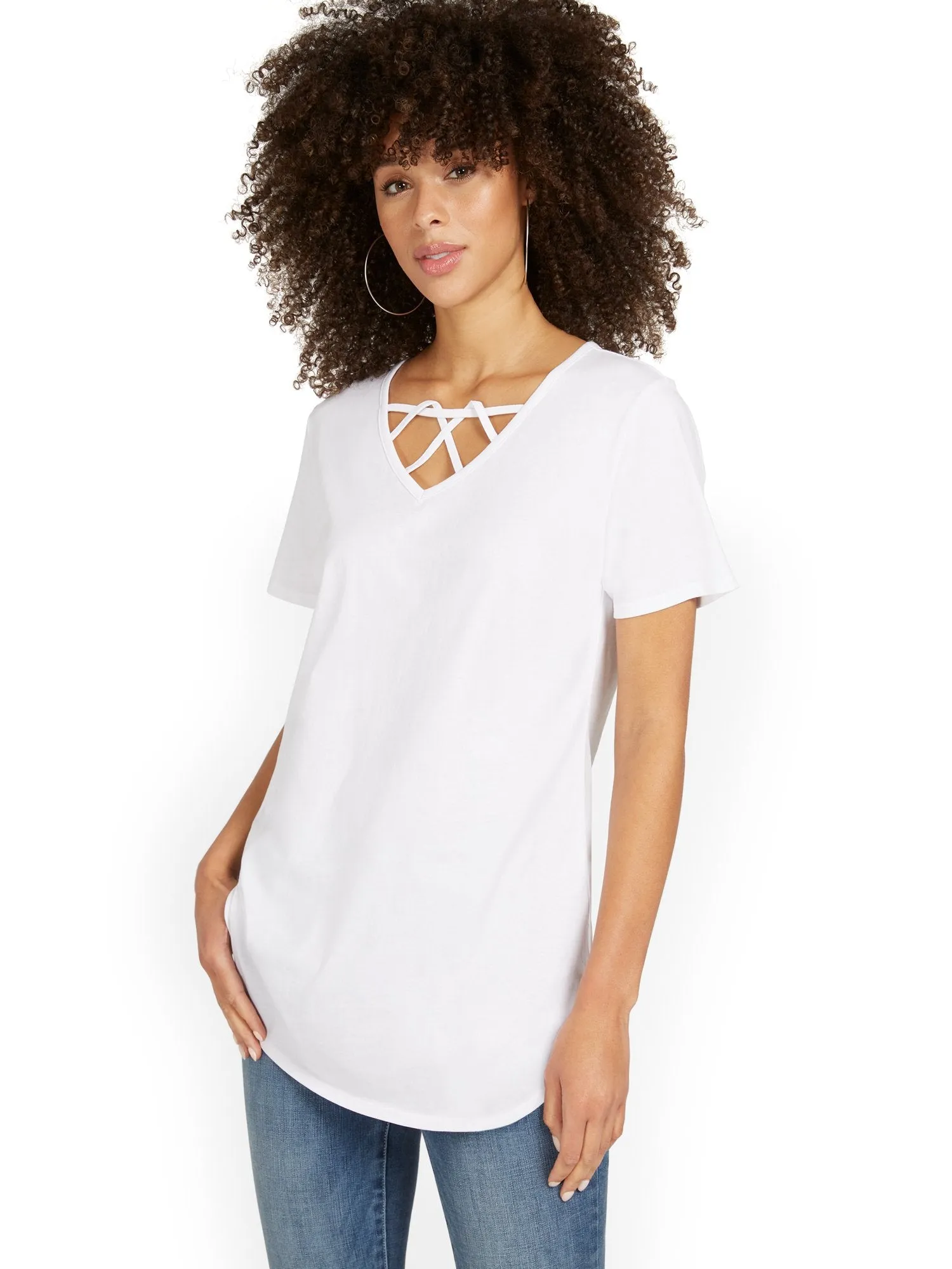 Crisscross-Neck Perfect Tunic Top