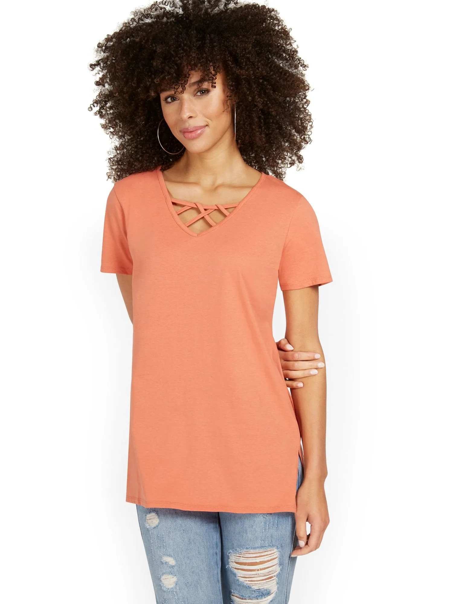 Crisscross-Neck Perfect Tunic Top