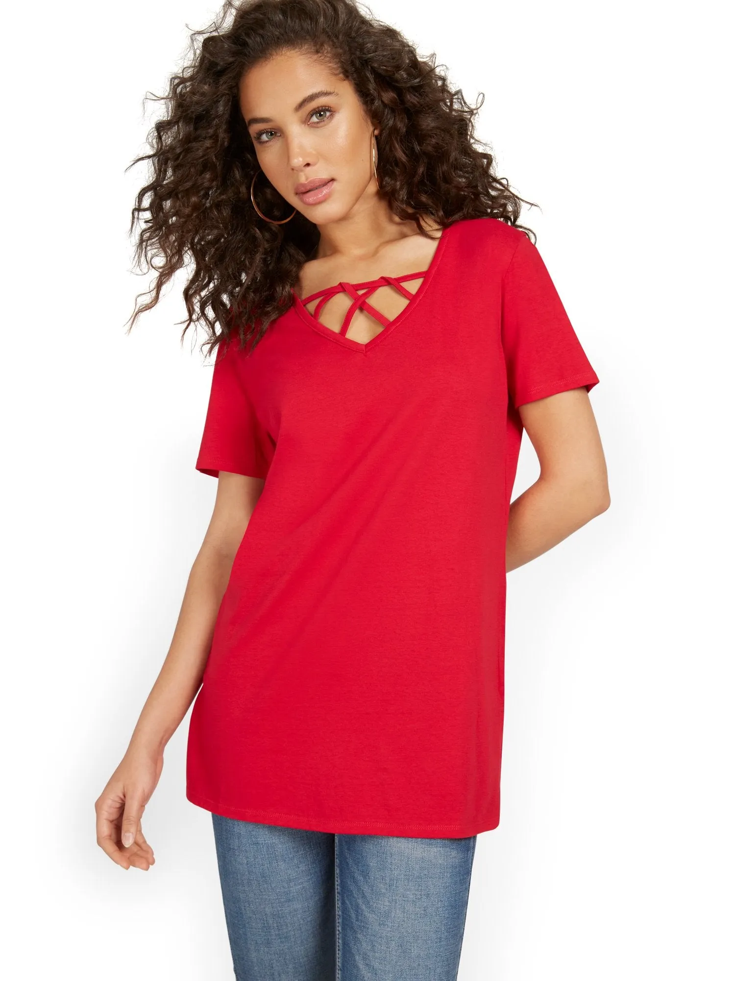 Crisscross-Neck Perfect Tunic Top