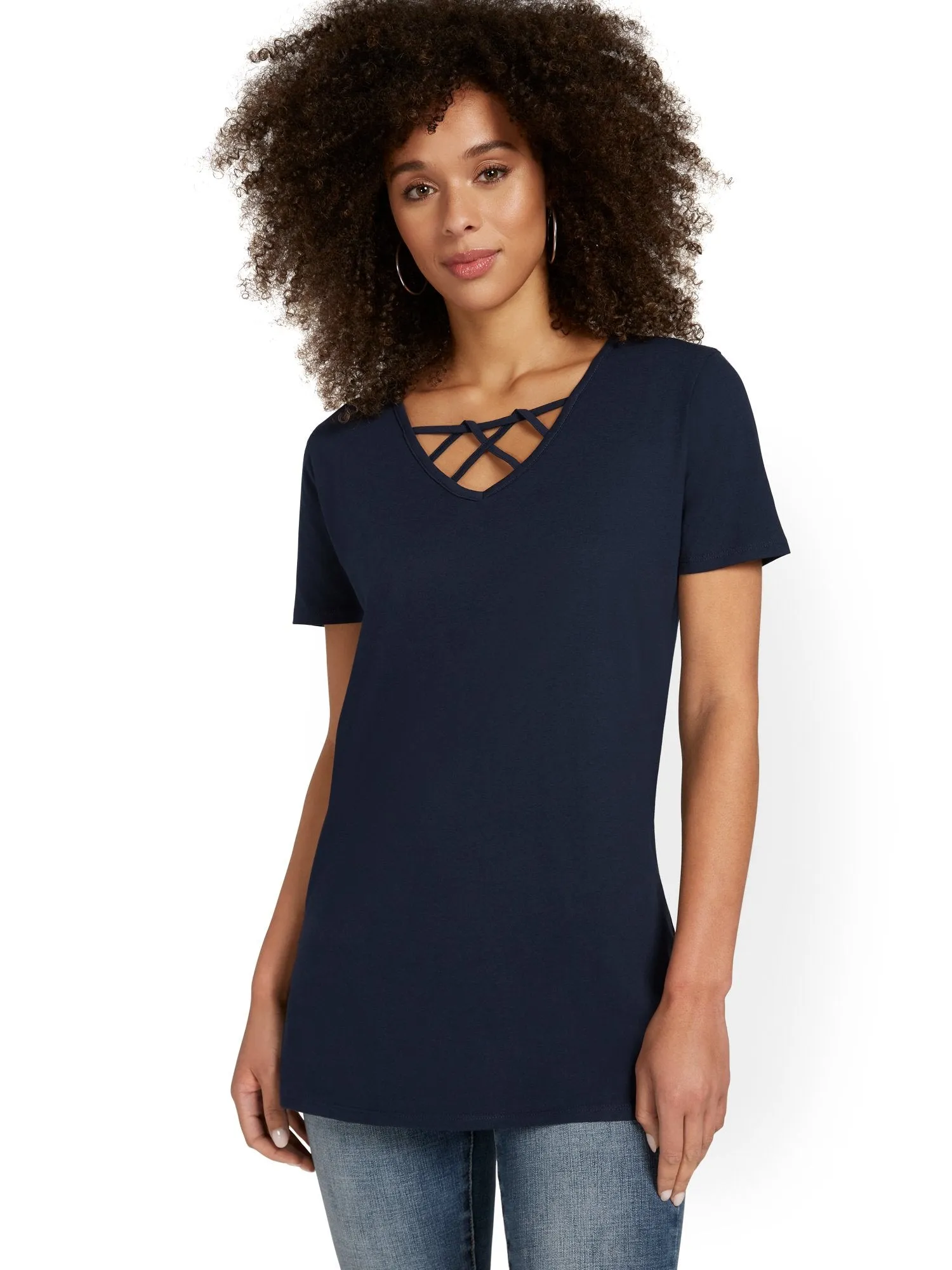Crisscross-Neck Perfect Tunic Top