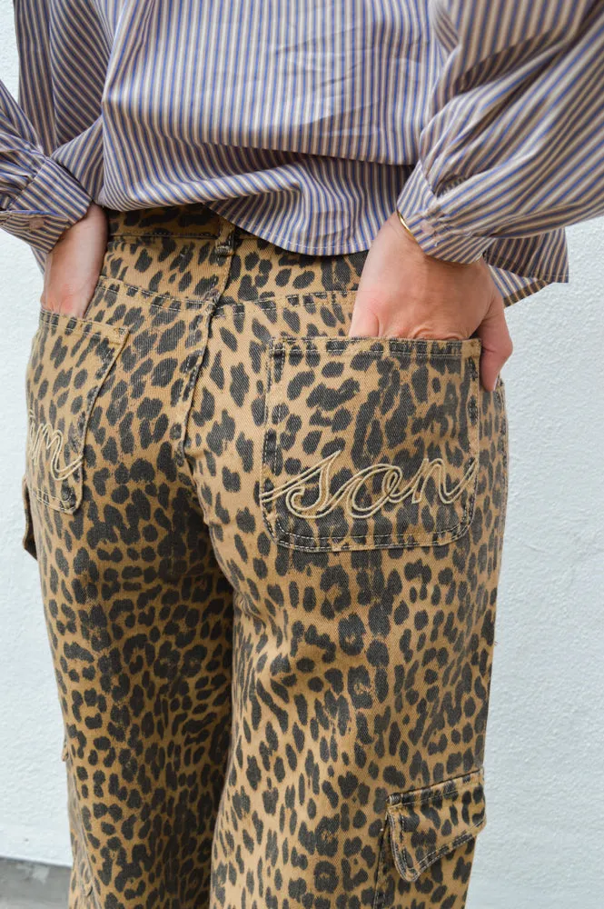 Damson Madder Leopard Cargo Jean