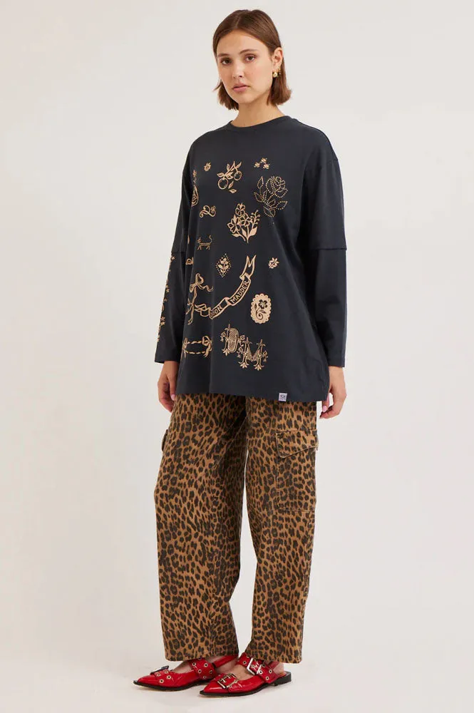 Damson Madder Leopard Cargo Jean