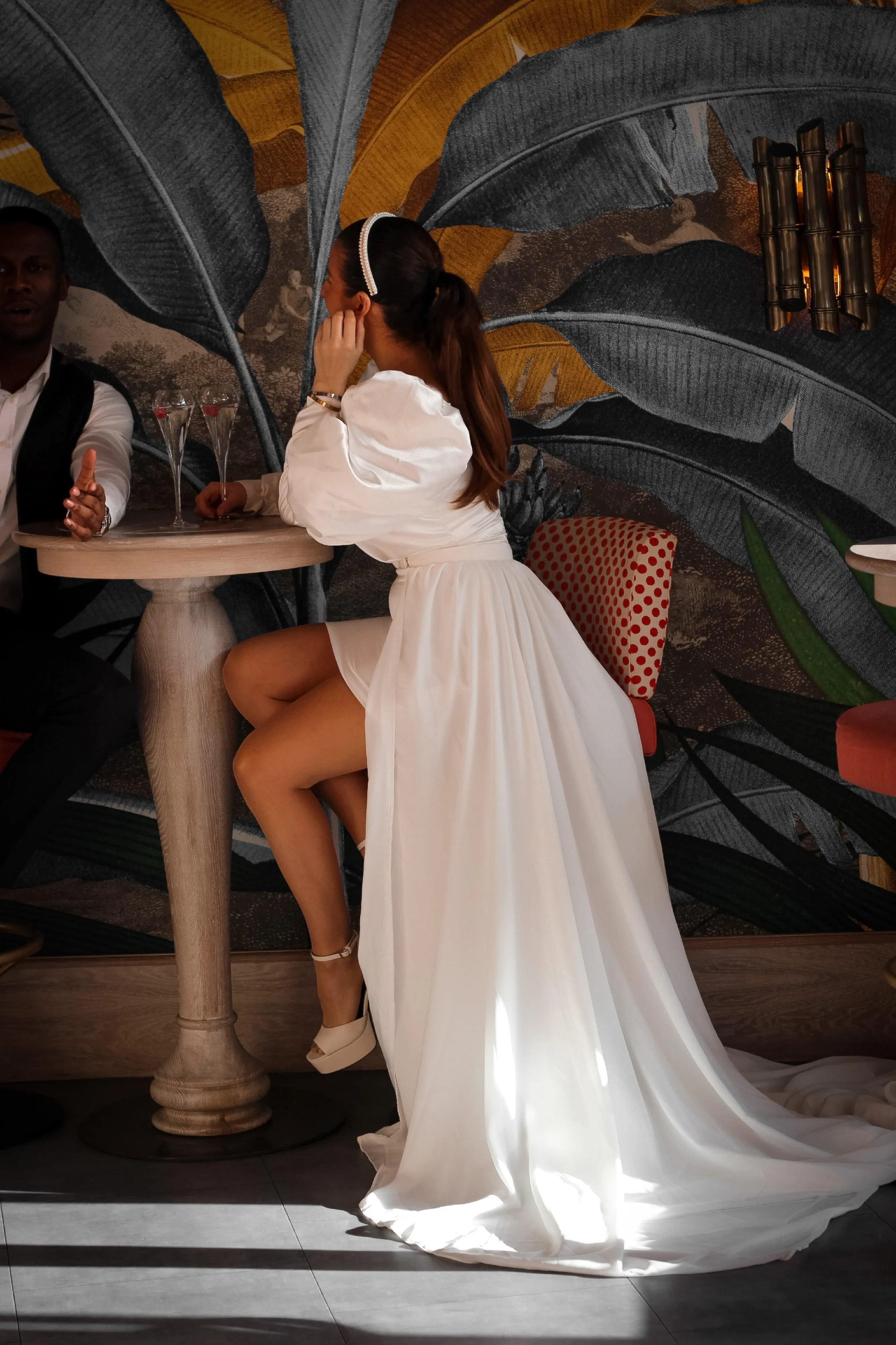 Deatchable Bridal Chiffon Overskirt