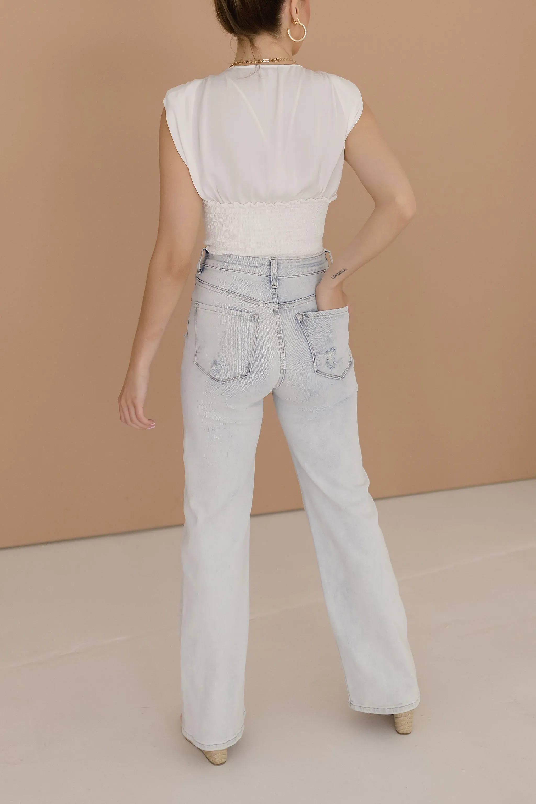Dorothy Sleeveless Deep V Neck Top White