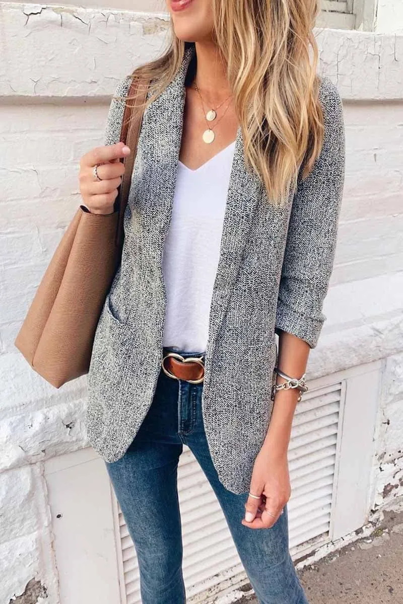 Dunnmall Solid Color Blazer