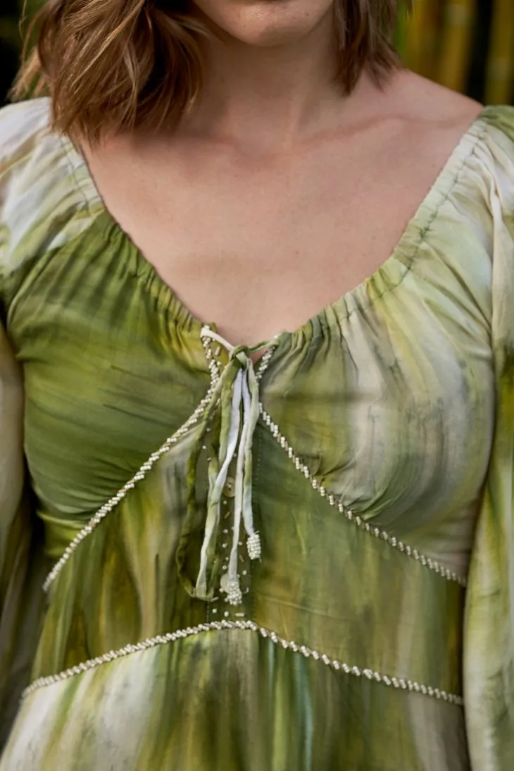 Eloa Boho Dress // Xuclar Tie Dye - Green