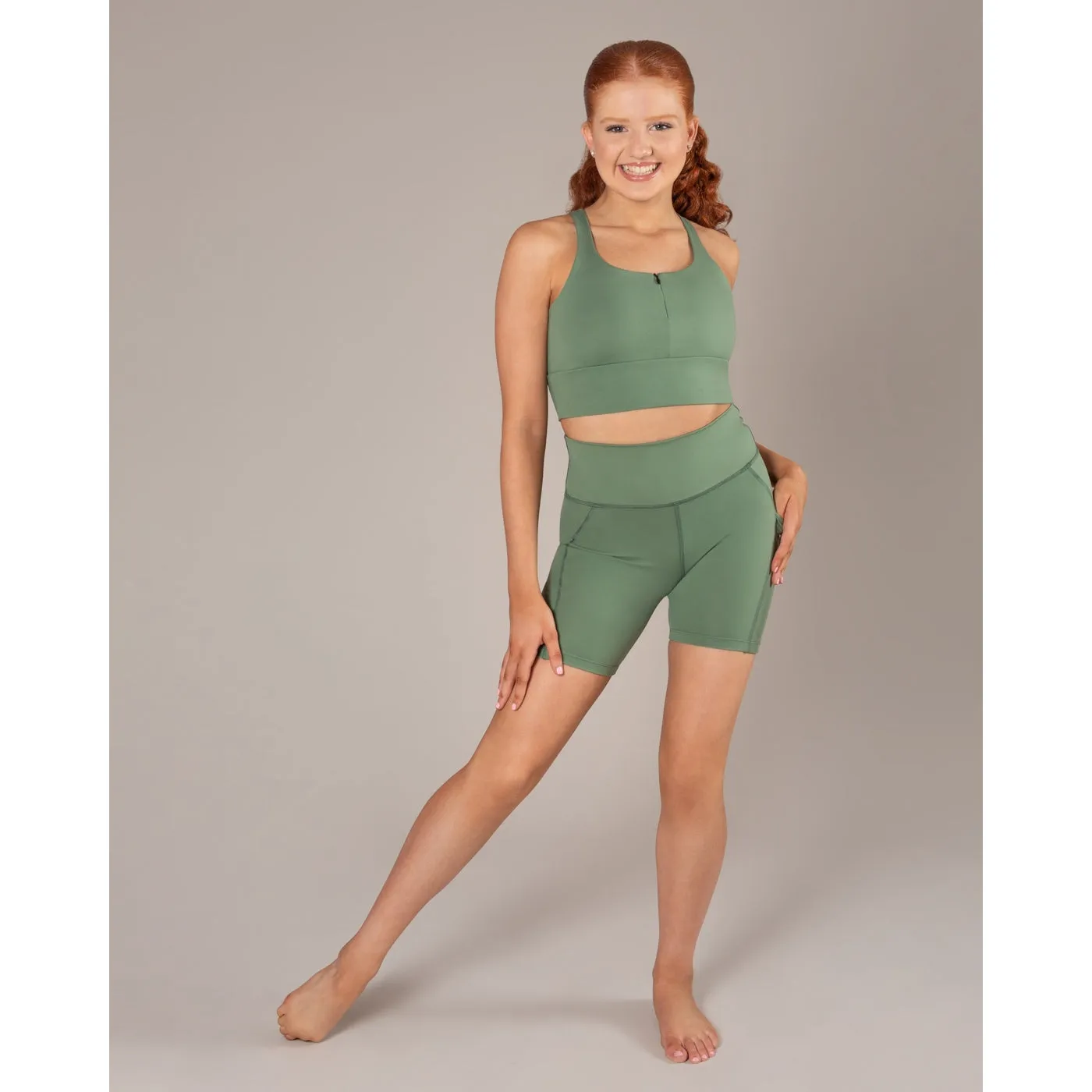 Energetiks Elysia Zip Crop Top | Fern (Adult)