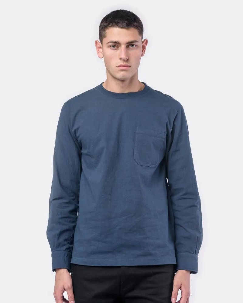 Garment Dye Shirt Sleeve T-Shirt in Navy