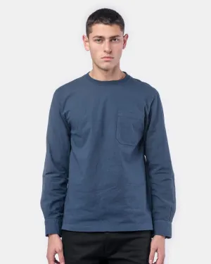 Garment Dye Shirt Sleeve T-Shirt in Navy