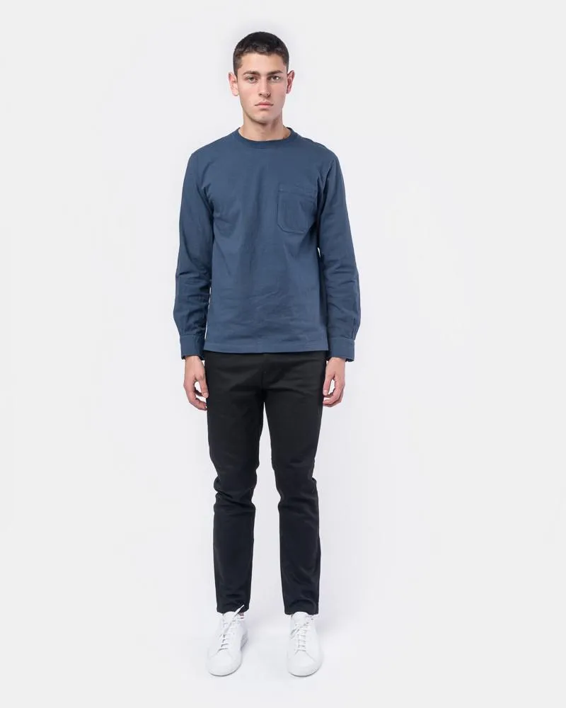 Garment Dye Shirt Sleeve T-Shirt in Navy